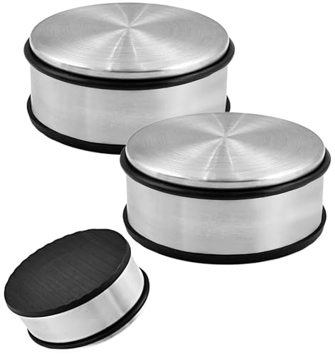 Türstopper Edelstahl massiv - Schwerer Türstopper Boden 1,2 Kg/Stk., Door Stopper im modernen Design versehen mit Gummiring zum Schutz der Türen (2er Set) von Stephans Möbelbörse
