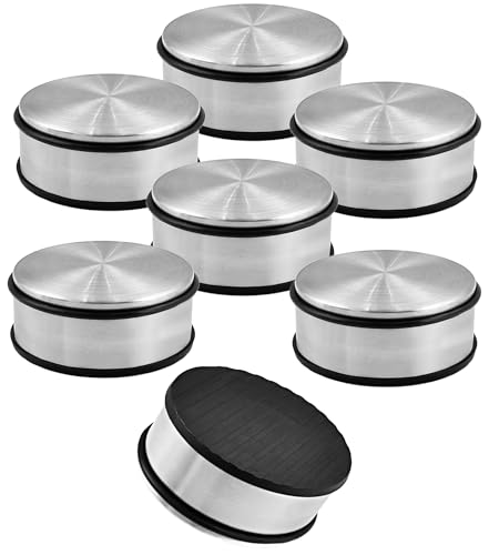 Türstopper Edelstahl massiv - Schwerer Türstopper Boden 1,2 Kg/Stk., Door Stopper im modernen Design versehen mit Gummiring zum Schutz der Türen (6er Set) von Stephans Möbelbörse