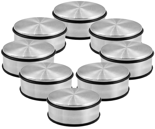 Türstopper Edelstahl massiv - Schwerer Türstopper Boden 1,2 Kg/Stk., Door Stopper im modernen Design versehen mit Gummiring zum Schutz der Türen (8er Set) von Stephans Möbelbörse