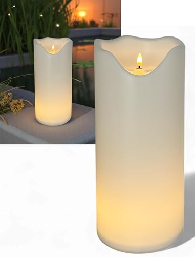 XXL Outdoor LED Kerzen 3er Set – Flackerlicht mit 3D-Effekt, IP44 wetterfest, warmweiß, Timer 6h/18h – Batteriebetrieb – 20/30/40 cm – Deko Garten & Terrasse (30cm groß, 30x16cm - Indoor/Outdoor) von Stephans Möbelbörse