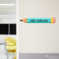 Bleistift Wandtattoo | Lehrername Klassenzimmer-Türdekoration Schulwandkunst von StephenEdwardGraphic