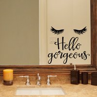 Hallo Wunderschöne Aufkleber Wimpern Vinyl-Aufkleber | Badezimmer Spiegel von StephenEdwardGraphic