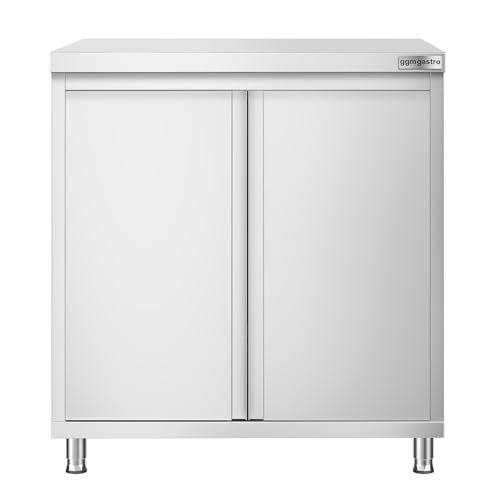 Edelstahl-Vorbereitungstisch mit Türen – Kommerzieller Küchen-Arbeitstisch mit Spritzschutz und Unterregal – robuster kommerzieller Arbeitsplatz für Restaurant, Hotel (80 x 69 x 86 cm) von Stepnext