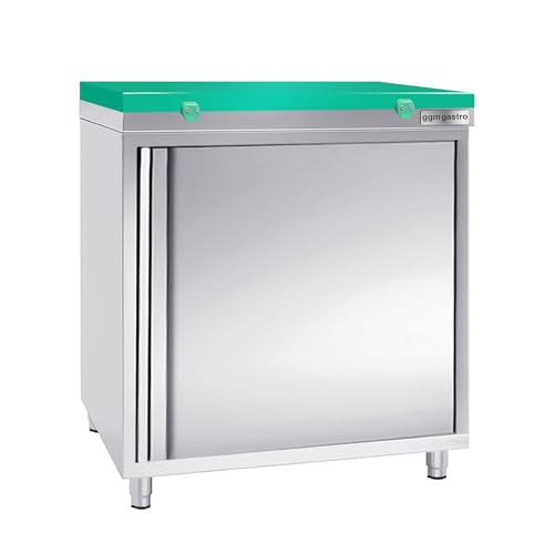 Grüne Edelstahl-Tischtüren – Polyethylen-Tischplatte – kommerzielle Küchenarbeitstisch mit Spritzschutz – robuster kommerzieller Arbeitsplatz für Restaurant, Hotel (60 x 60 x 90 cm) von Stepnext