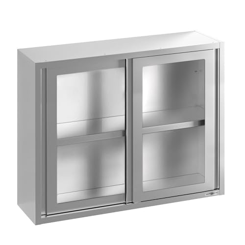 Wandschrank mit Glastür für gewerbliche Küche, Edelstahl, langlebig und leicht zu reinigen, Aufbewahrungsregal für Restaurant, Hotel (120 x 40 x 100 cm) von Stepnext