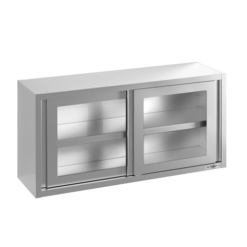Wandschrank mit Glastür für gewerbliche Küche, Edelstahl, langlebig und leicht zu reinigen, Aufbewahrungsregal für Restaurant, Hotel (200 x 39 x 65 cm) von Stepnext