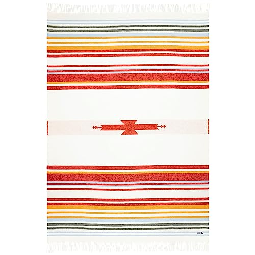 Steppenwolle® PRÄRIE Decke (135x200 cm) Bunt Mit Streifen Aus 100% Schurwolle | Wolldecke für Mädchen & Jungs | in Rot Gelb Blau Beige | Fair Produziert in der EU von Steppenwolle