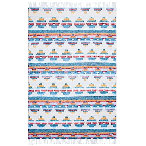 Steppenwolle® große Wolldecke Zion (135x200 cm) Decke mit Fransen 100% Schurwolle | Geeignet als Babydecke Kinderdecke & für Erwachsene | Decke grün blau rot gelb | Fair produziert in der EU von Steppenwolle