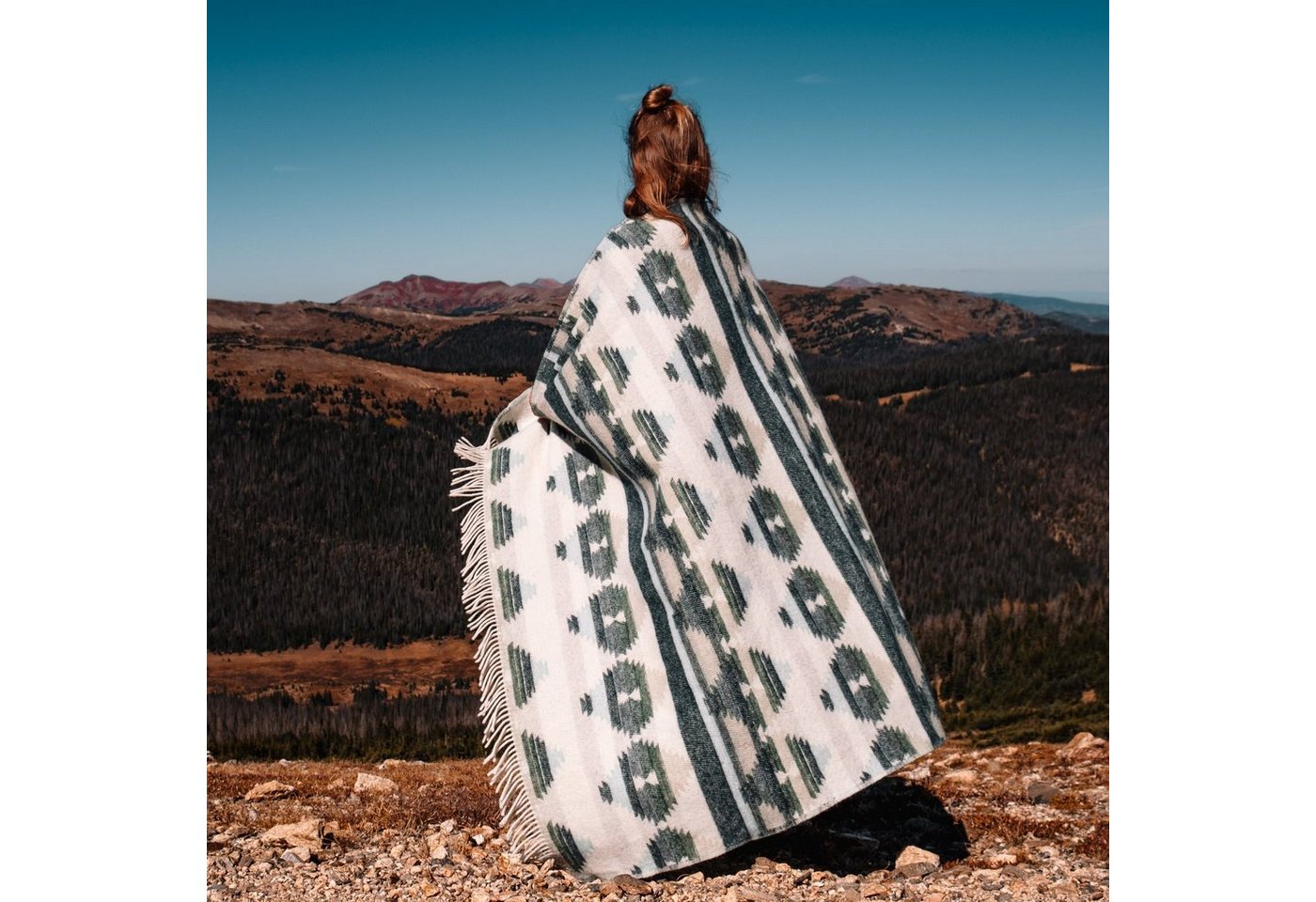 Wolldecke SEQUOIA, Steppenwolle, Nachhaltige Wolldecke grün 130x200cm, Made in EU aus 100% Schurwolle von Steppenwolle