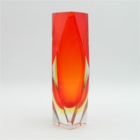 Rot Gelbe Murano Glas Vase Design Flavio Poli Für A. Mandruzzato Italien 60Er Jahre von StereogramVintage