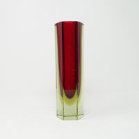 Rote Murano Glas Vase 22cm Hoch Design Flavio Poli von StereogramVintage