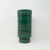 Schöne Vase Entworfen Von Aldo Londi Für Bitossi Italien Aus Der Rimini Verde Reihe von StereogramVintage