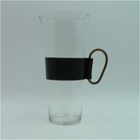 Werkstätte Auböck Wien Martini Glas Krug Modell 3749 Mit Schwarzem Leder Und Messing Griff Österreich 50Er Jahre von StereogramVintage
