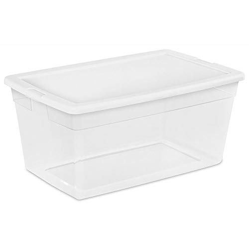 Sterilite 16668004 Aufbewahrungsbox, 90 Quart/85 Liter, transparent mit weißem Deckel, 4 Stück von Sterilite