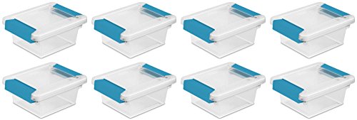 Sterilite 1969 Mini Clip Box, Clear with Blue Aquarium Latches, by STERILITE von Sterilite