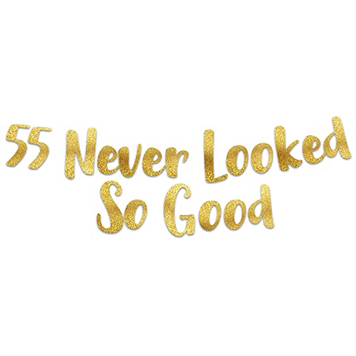 55 Never Looked So Good Gold Glitter Banner – 55. Jahrestag und Geburtstag Party Dekorationen 55 Never Looked So Good Gold Glitter Banner – 55. Jahrestag und Geburtstag Party Dekorationen von Sterling James Co.