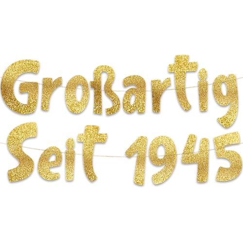 Glitzer-Banner mit Aufschrift "Großartig Seit 1945", Party-Dekorationen und Zubehör für 80. Geburtstag Glitzer-Banner mit Aufschrift "Großartig Seit 1945", Party-Dekorationen und Zubehör für 80. Geburtstag von Sterling James Co.
