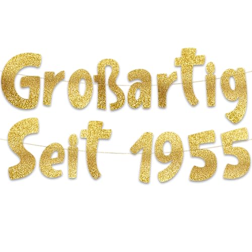 Glitzer-Banner mit Aufschrift "Großartig Seit 1955", Party-Dekorationen und Zubehör für 70. Geburtstag Glitzer-Banner mit Aufschrift "Großartig Seit 1955", Party-Dekorationen und Zubehör für 70. Geburtstag von Sterling James Co.