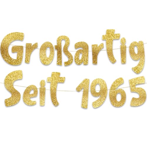 Glitzer-Banner mit Aufschrift "Großartig Seit 1965", Party-Dekorationen und Zubehör für 60. Geburtstag Glitzer-Banner mit Aufschrift "Großartig Seit 1965", Party-Dekorationen und Zubehör für 60. Geburtstag von Sterling James Co.