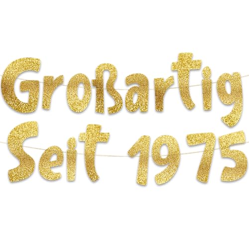Glitzer-Banner mit Aufschrift "Großartig Seit 1975", Party-Dekorationen und Zubehör für 50. Geburtstag Glitzer-Banner mit Aufschrift "Großartig Seit 1975", Party-Dekorationen und Zubehör für 50. Geburtstag von Sterling James Co.