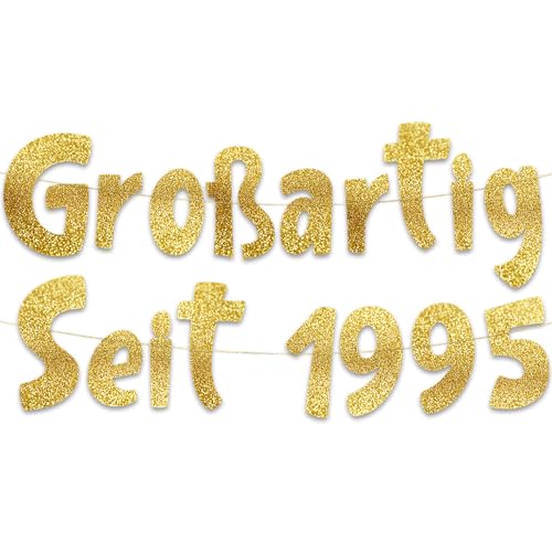 Glitzer-Banner mit Aufschrift "Großartig Seit 1995", Party-Dekorationen und Zubehör für 30. Geburtstag Glitzer-Banner mit Aufschrift "Großartig Seit 1995", Party-Dekorationen und Zubehör für 30. Geburtstag von Sterling James Co.