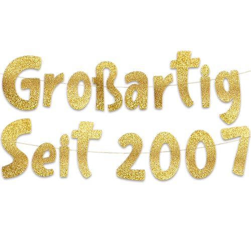 Glitzer-Banner mit Aufschrift "Großartig Seit 2007", Party-Dekorationen und Zubehör für 18. Geburtstag Glitzer-Banner mit Aufschrift "Großartig Seit 2007", Party-Dekorationen und Zubehör für 18. Geburtstag von Sterling James Co.
