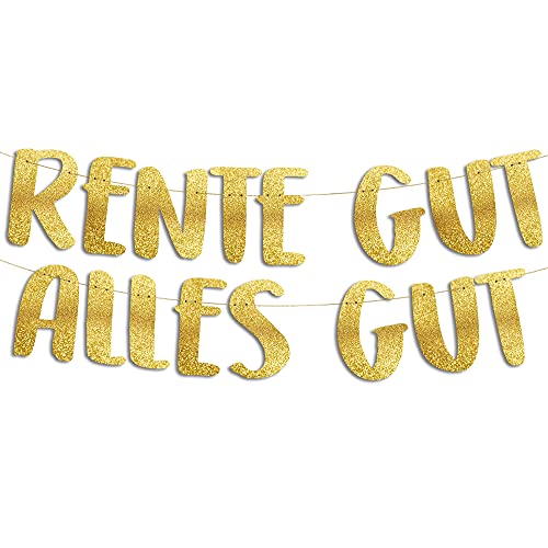 Glitzerbanner Rente Gut Alles Gut, Partyzubehör zum Ruhestand, Wanddeko zur Rente von Sterling James Co.