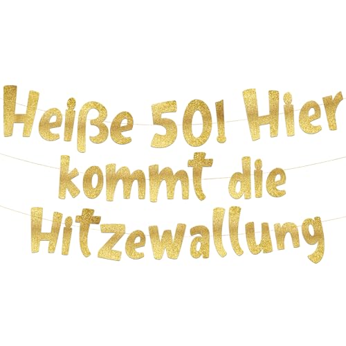 Lustige Banner, Heiße 50! Hier kommt die Hitzewallung, Partyzubehör zum 50. Geburtstag von Sterling James Co.