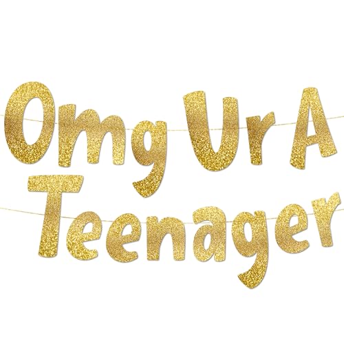 OMG Ur A Teenager Goldglitzer-Banner – Dekoration zum 13. Geburtstag, Gastgeschenke und Zubehör OMG Ur A Teenager Goldglitzer-Banner – Dekoration zum 13. Geburtstag, Gastgeschenke und Zubehör von Sterling James Co.