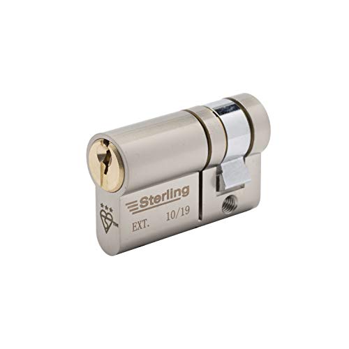 Sterling ESD1140 11 mm Int 40 mm Ext (51 mm) Single TS007 3-Sterne-Polizei-zugelassene halbe Euro-Türzylinder, Doppel-Finish Messing und Satin-Nickel, innen x außen insgesamt von Sterling