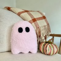 Plüsch Pink Sherpa Geist Kissen - Halloween Kissen, & Herbst Dekor, Blatt von SterlingStitchCo