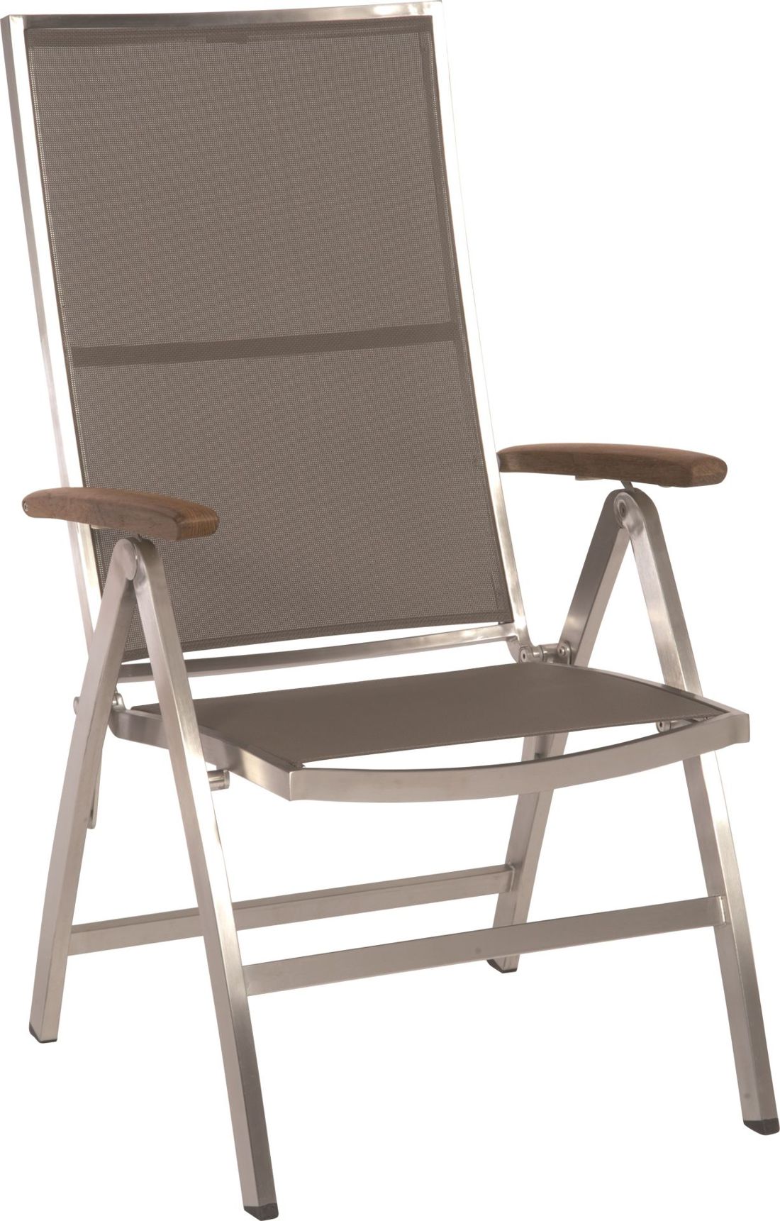 Stern Cardiff Klappsessel - taupe / Teak-Armlehnen von Stern Gartenmöbel