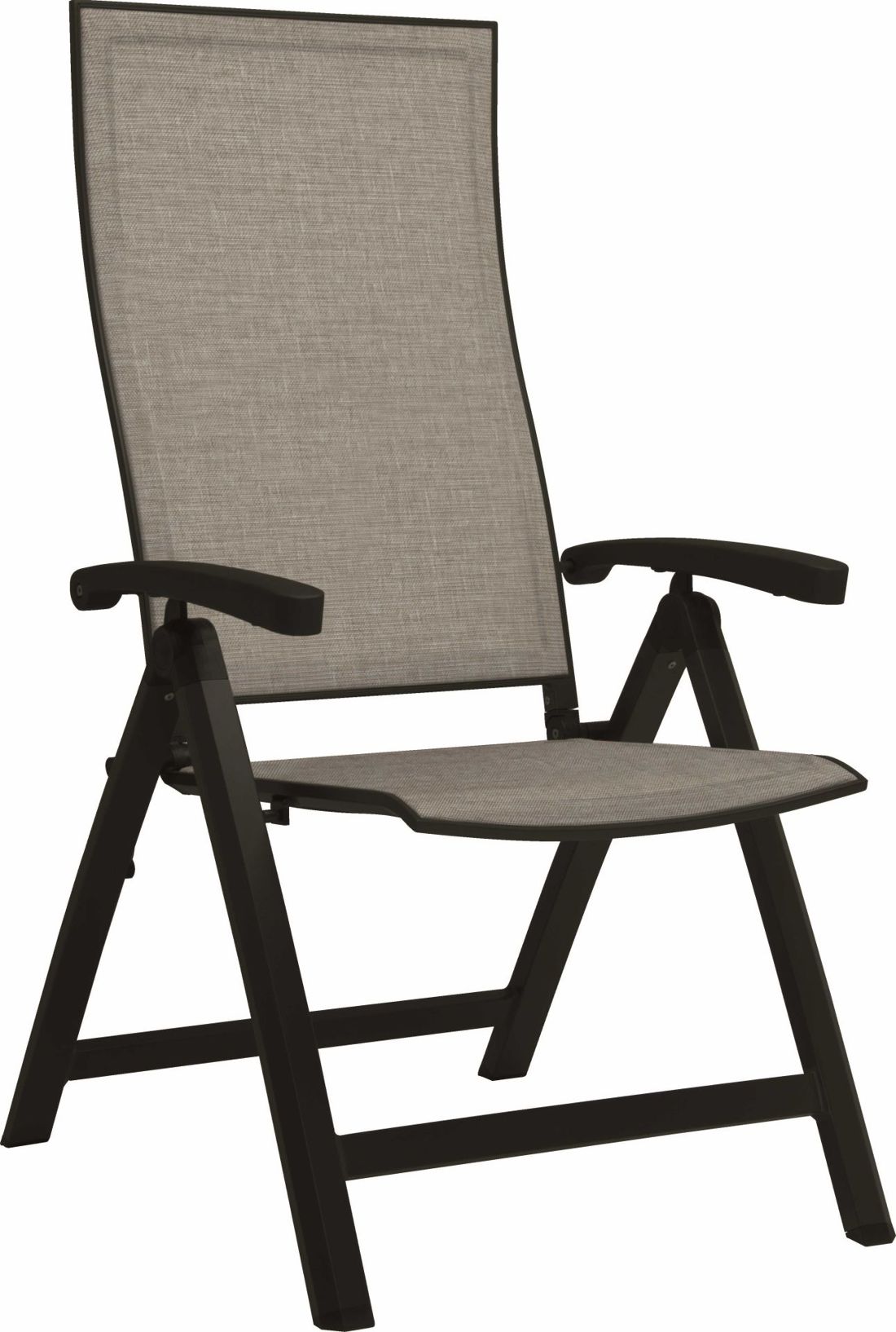 Stern Kari Klappsessel - schwarz matt / leinen grau von Stern Gartenmöbel