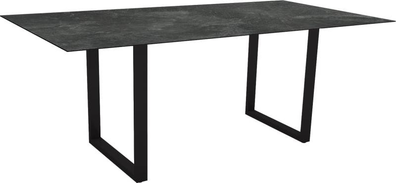 Stern Kufentisch 200x100 cm Aluminium schwarz matt mit Tischplatte Silverstar 2.0 Dekor Slate von Stern Gartenmöbel