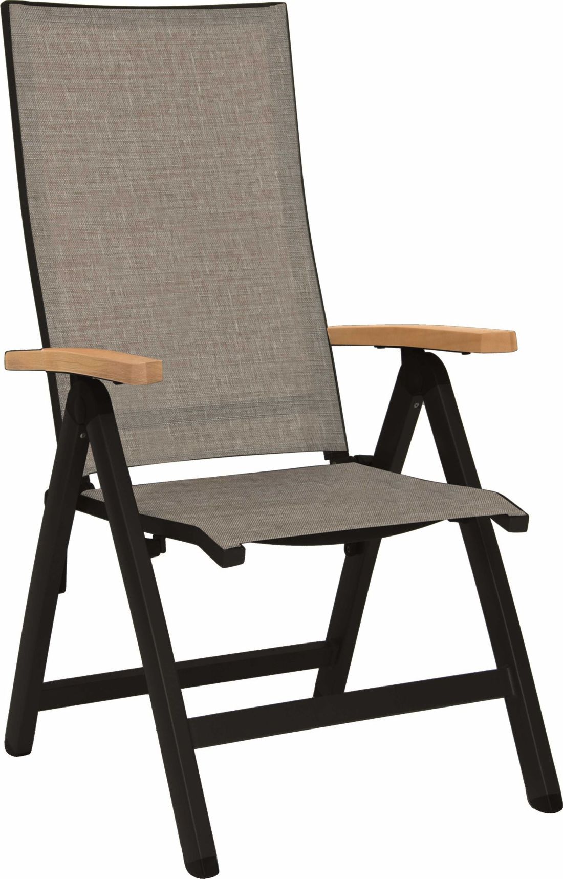 Stern New Top Klappsessel - schwarz matt / leinen grau von Stern Gartenmöbel