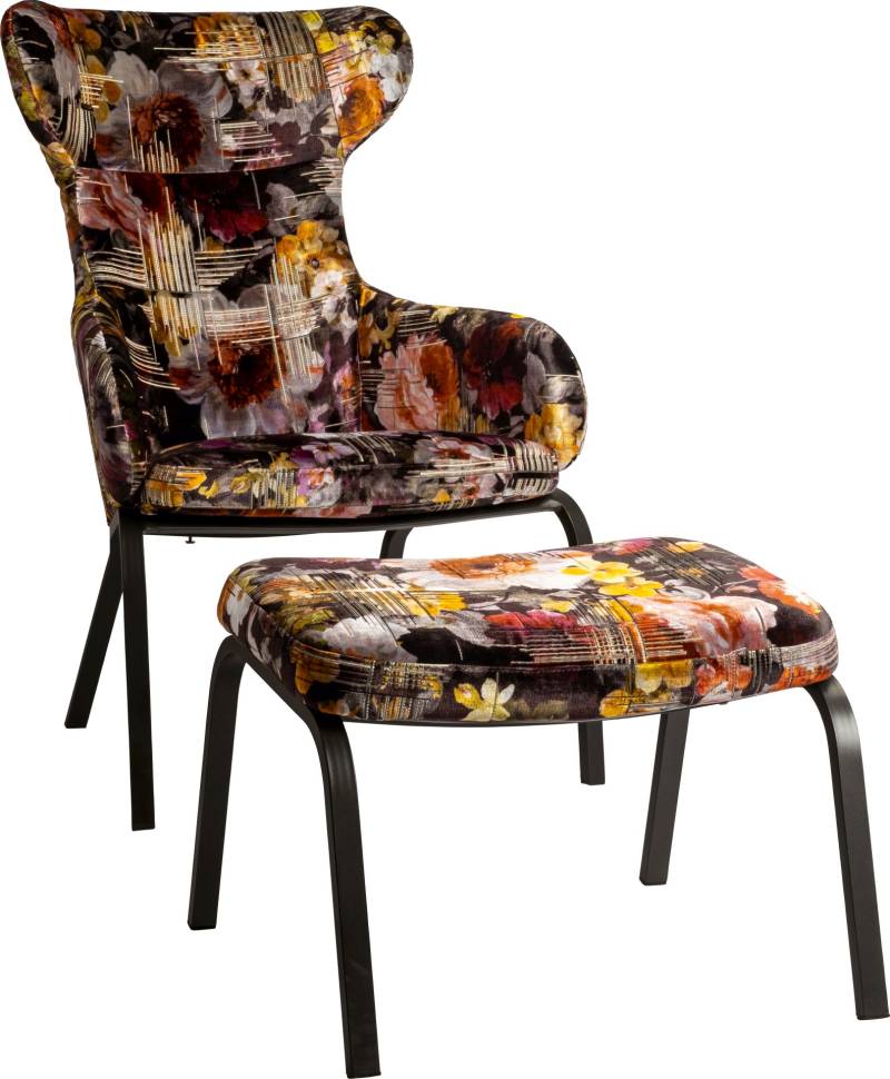 Stern Stan Sessel mit Hocker schwarz matt / Flower von Stern Gartenmöbel
