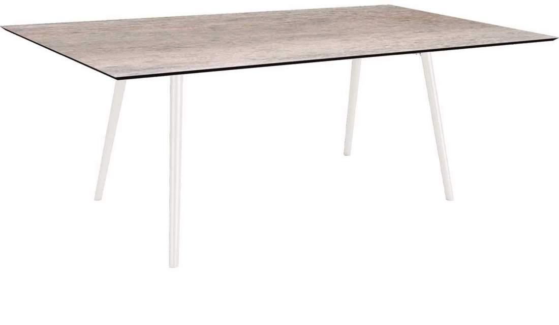 Stern Tisch 180x100cm Interno Rundrohr Aluminium - Silverstar Smoky weiß von Stern Gartenmöbel
