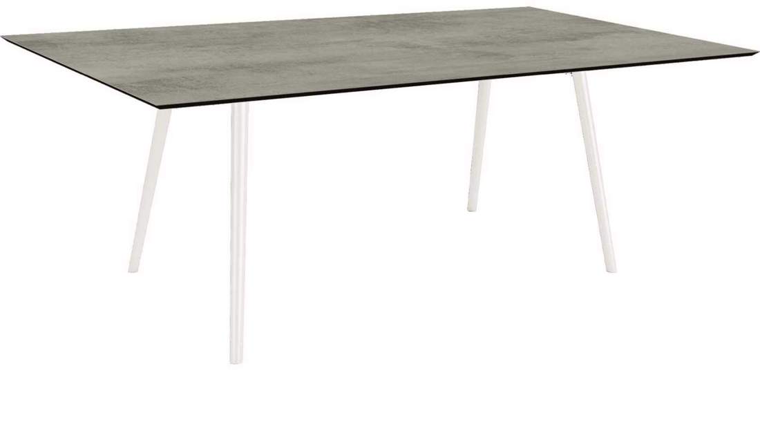 Stern Tisch 180x100cm Interno Rundrohr Aluminium - Silverstar Zement weiß von Stern Gartenmöbel