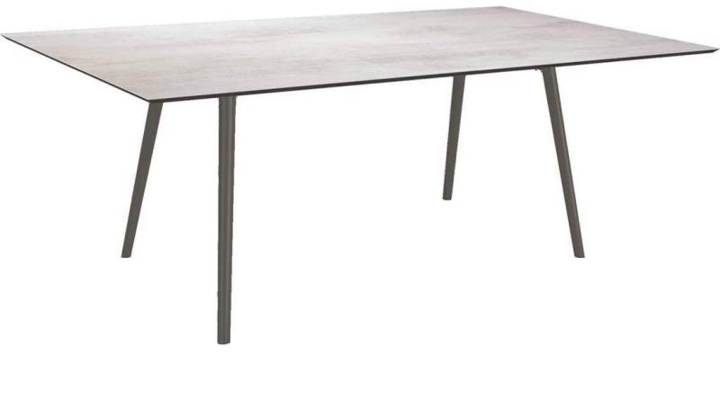 Stern Tisch 180x100cm Interno Rundrohr Aluminium - anthrazit Silverstar Zement hell von Stern Gartenmöbel