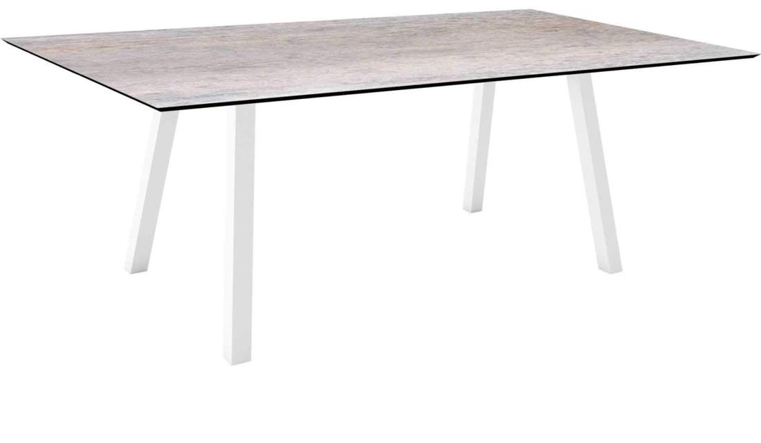 Stern Tisch 180x100cm Interno Vierkantrohr Aluminium - Silverstar Smoky weiß von Stern Gartenmöbel