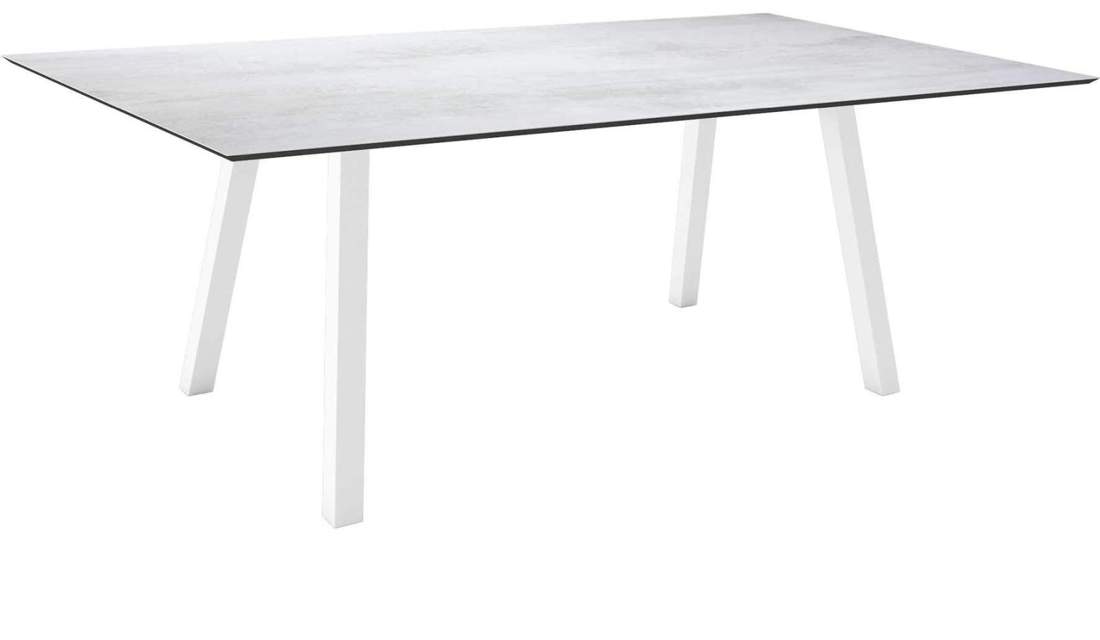 Stern Tisch 180x100cm Interno Vierkantrohr Aluminium - Silverstar Zement hell weiß von Stern Gartenmöbel