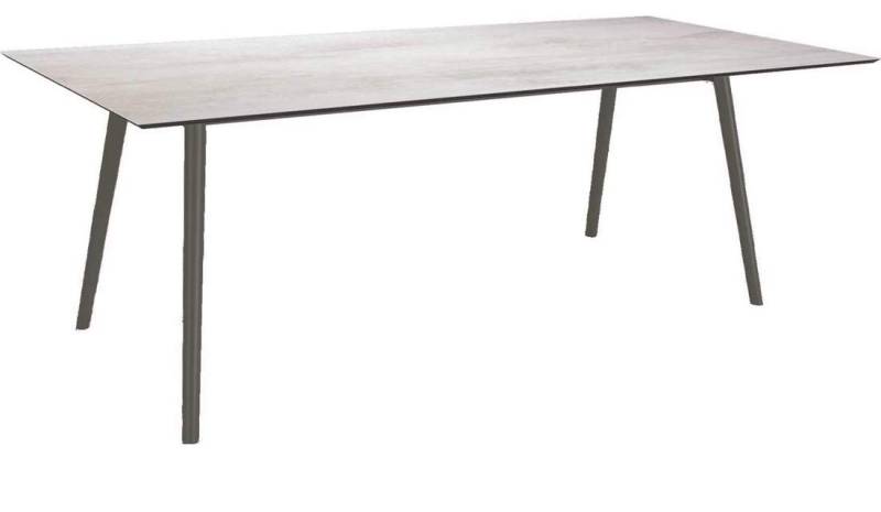 Stern Tisch 220x100cm Interno Rundrohr Aluminium - anthrazit Silverstar Zement hell von Stern Gartenmöbel