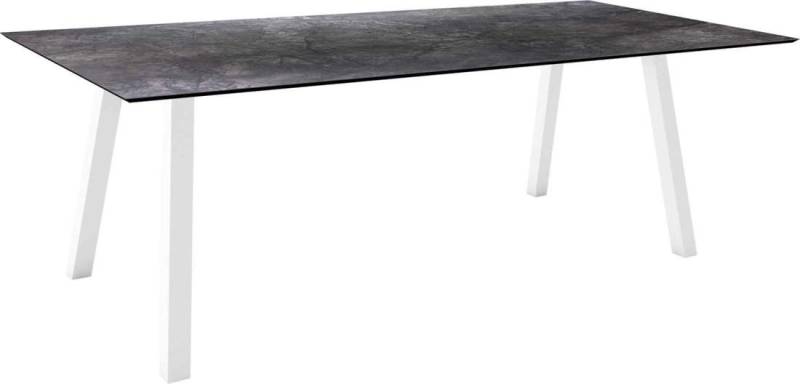 Stern Tisch 220x100cm Interno Vierkantrohr Aluminium - weiß Silverstar Dark Marble von Stern Gartenmöbel