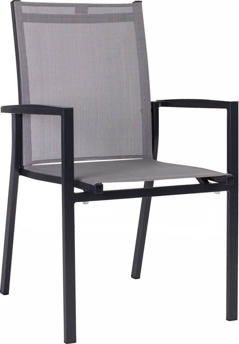 STERN Stapelsessel NEW LEVANTO, Aluminium Anthrazit / Textilen Silber / Alu-Armlehnen Anthrazit von Stern