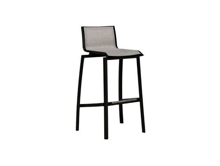 Stern Allround Barstuhl - Gestell Alu schwarz matt Sitz Textil Leinen grau von Stern