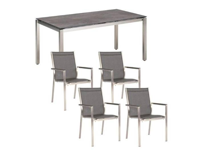 Stern Cardiff Gartenmöbel-Set 5-teilig mit CASA DOMA Gartentisch Carini 160x90 cm - HPL Chromix bronze,stapelbar, Tischbein mit Höhenausgleich,Geradlinig & pur von Stern