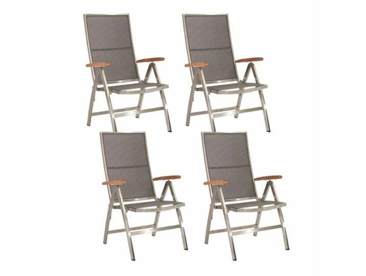 Stern Cardiff Klappsessel 4er-Set - Sitz Textil silbergrau Armlehnen Teakholz von Stern