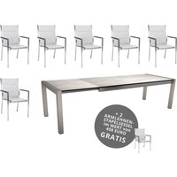 Stern Cardiff-Set 6 Stühle mit Ausziehtisch 214/294x100 cm + 2 Stühle gratis von Stern