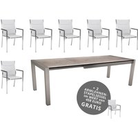 Stern Cardiff-Set 6 Stühle mit Ausziehtisch 214/294x100 cm + 2 Stühle gratis von Stern