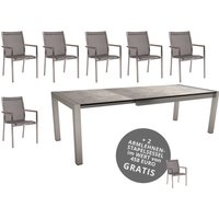 Stern Cardiff-Set 6 Stühle mit Ausziehtisch 214/294x100 cm + 2 Stühle gratis von Stern